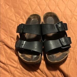 Black Double Strap Sandals Birkenstocks